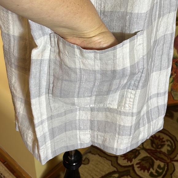 EILEEN FISHER Size Large Plaid Print Midi Tank Organic Cotton Linen breathable - Picture 6 of 15